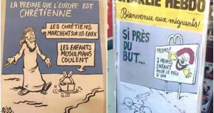 Viñetas publicadas en la revista satírica Charlie Hebdo. Foto: Charlie Hebdo