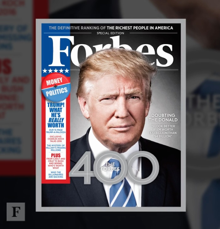 Donald Trump, empresario mobiliario y candidato republicano a la presidencia de EU. Foto: Forbes. 