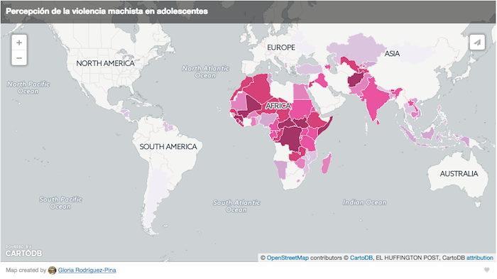 El mapa muestra los principales países donde las niñas sufren violencia por parte de los hombres. Foto: Captura de pantalla