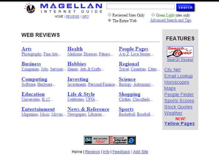 Imagen del buscador Magellan en 1997. Foto: Christine Maxwell