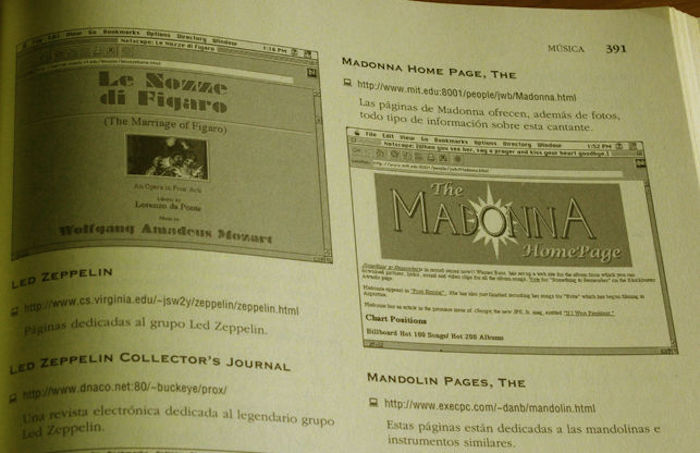 En la sección de música, había webs sobre los Rolling Stones, Simon y Garfunkel o Madonna. Foto: Cristina Sánchez
