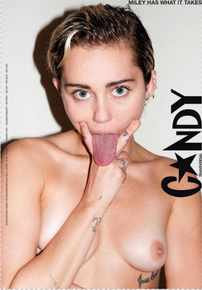 Una de las fotos de la polémica sesión de fotos de Miley Cyrus. Foto: Candy