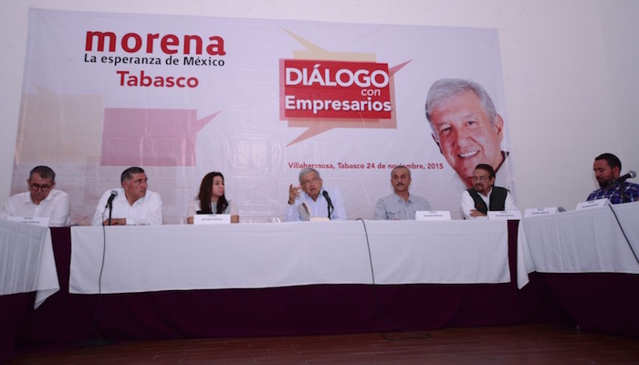 El dirigente de Morena se reunió este día con empresarios de Tabasco. Foto: lopezobrador.org