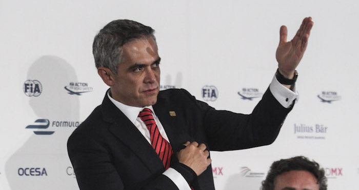 Miguel Ángel Mancera, durante la presentación oficial de Fórmula E en México. Foto: Cuartoscuro
