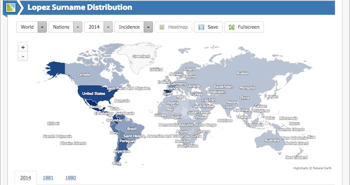 Mapa te muestra cuántas personas tienen el mismo apellido que tu. Foto: Forebears