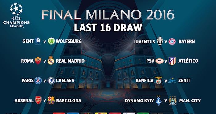 Así quedaron los octavos de final de la UEFA Champions League. Foto: Especial.