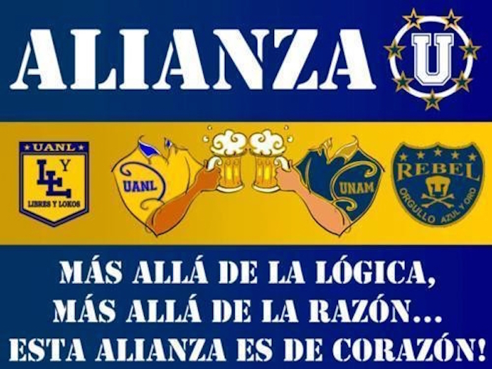 Las barras de Pumas y Tigres alguna vez convivieron en paz. Foto: Vice Media