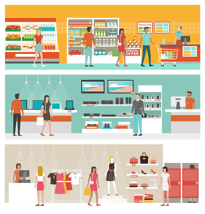 Sus distintas áreas están colocadas estratégicamente para llevar a la gente a comprar. Imagen: Shutterstock