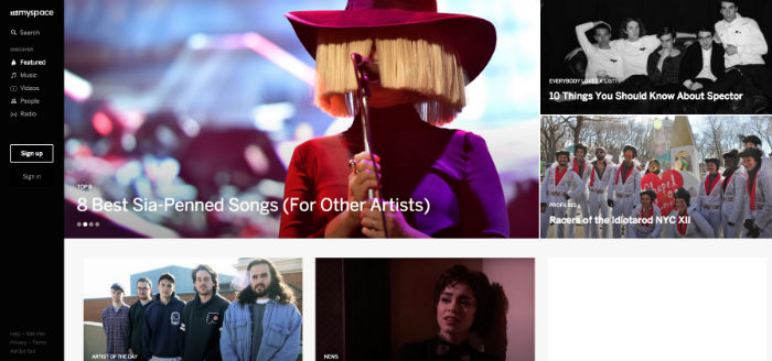 La imagen actual de MySpace. Imagen: MySpace