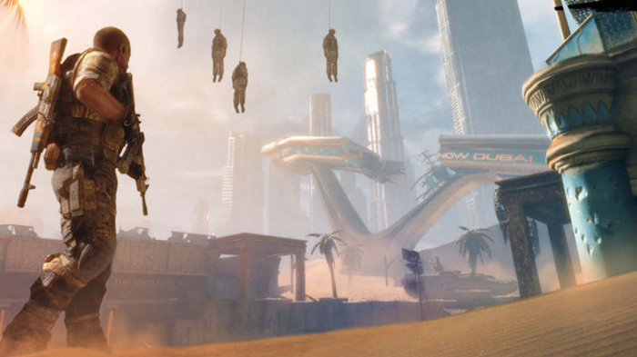 Spec Ops: The Line es el único videojuego que traslada su acción a los Emiratos Árabes, mostrando una ciudad de Dubai arrasada por la guerra y la barbarie. Foto: Especial