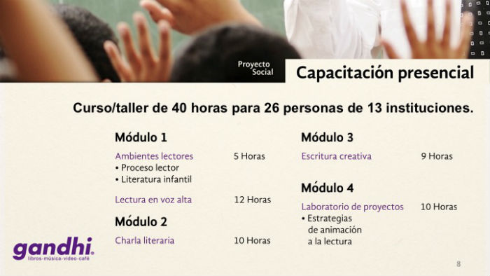 Los cursos de capacitación para los mentores de lectura. Foto: Gandhi