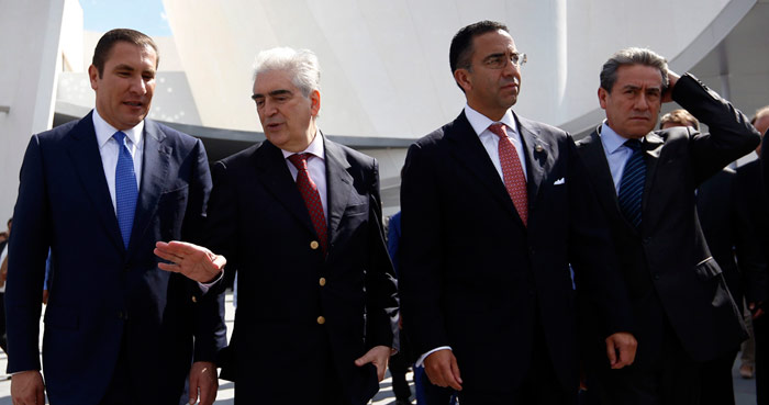PAN, PRI, PAN, ex PRI: El Gobernador Rafael Moreno Valle con Rafael Tovar y de Teresa, el Senador Javier Lozano y Diódoro Carrasco. Poco después de inaugurar el museo. Foto: Cuartoscuro