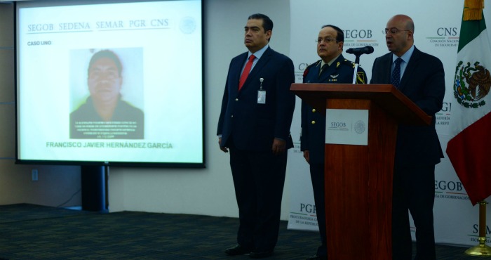 Renato Sales Heredia, Comisionado Nacional de Seguridad, confirma la detención de Francisco Hernandez Garcia, operator del cártel de los Beltran Leyva. Foto: Cuartoscuro