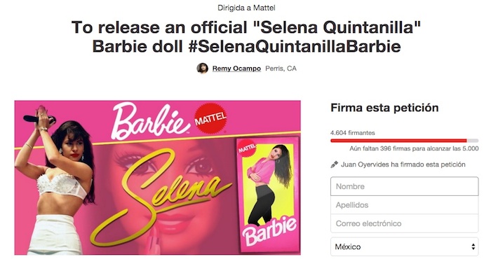 Más de 4 mil 600 personas ya votaron para creación de la Barbie inspirada en la cantante de tex mex. Foto: Change.org