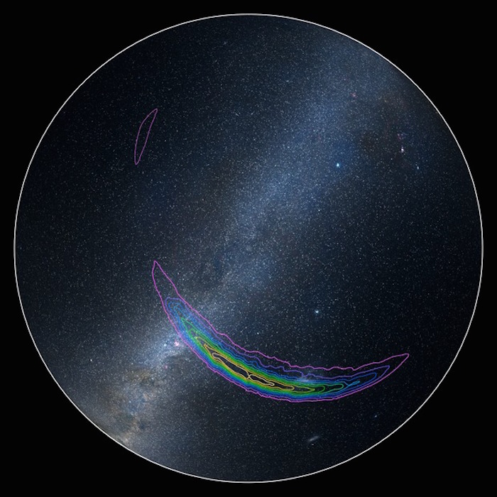 La ubicación aproximada de la fuente de ondas gravitacionales detectado el 14 de septiembre de 2015, por las instalaciones individuales de LIGO se muestra en este mapa del cielo del hemisferio sur Foto: LIGO.