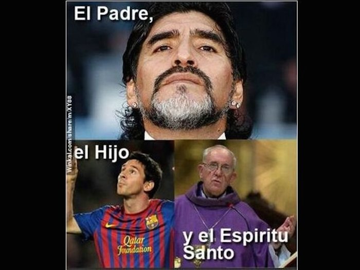 "El Dios del fútbol es argentino, y ahora también el Papa", dijo Maradona a través de su abogado cuando se eligió a Francisco. Imagen: Especial