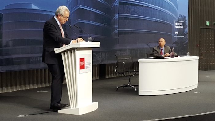El ex Presidente Ernesto Zedillo durante una conferencia dictada en el Graduate Institute de Ginebra. Foto: Graduate Institute.