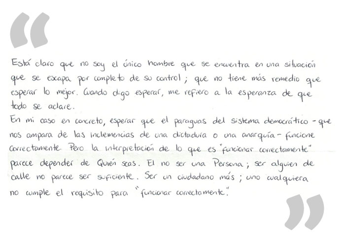 La carta de Gonzalo fue pegada en Facebook