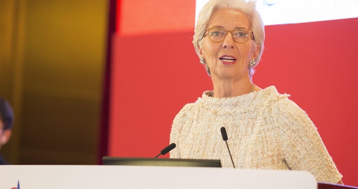 Christine Lagarde, directora del FMI, en China. Foto: EFE.