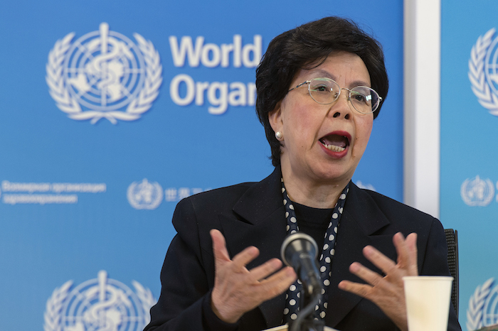 Margaret Chan, directora general de la Organización Mundial de la Salud, en conferencia de prensa en la sede de la organización en Ginebra, Suiza, el 8 de marzo del 2016. Foto: AP.