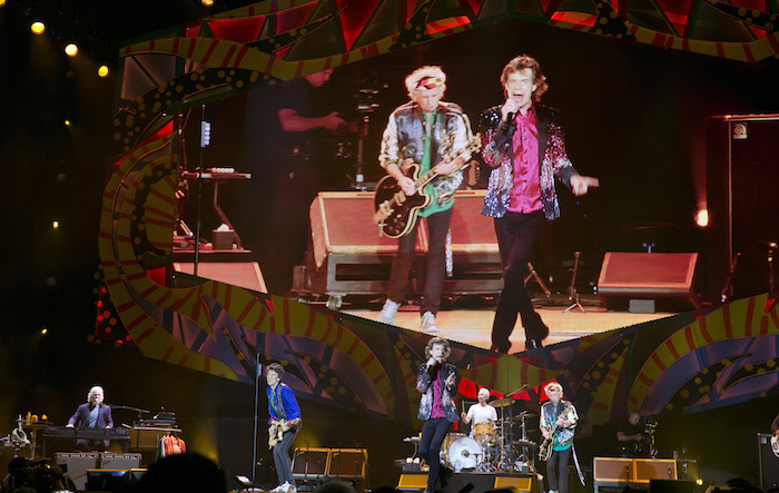 El guitarrista Keith Richards y el cantante Mick Jagger durante el concierto de los Rolling Stones en La Habana. Foto: AP