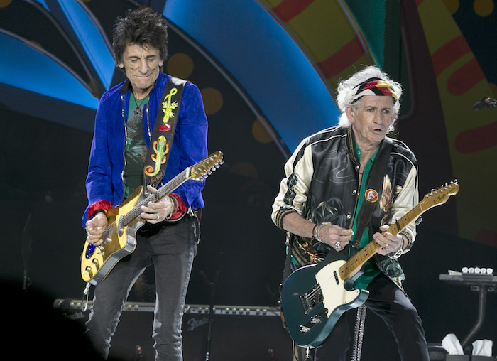 Keith Richards y Ron Wood, de los Rolling Stones, durante el histórico en La Habana. Foto: AP