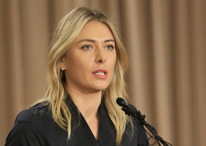 Tennis star Maria Sharapova speaks during a news conference in Los Angeles on Monday, March 7, 2016. Sharapova says she has failed a drug test at the Australian Open. (AP Photo/Damian Dovarganes)