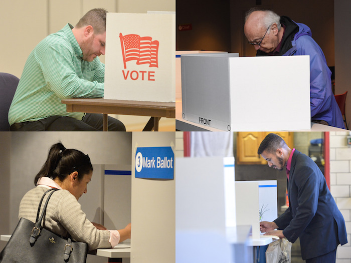 Electores marcando sus boletas en un centro de votación para las elecciones primarias en Arlington, estado de Virginia, Estados Unidos Foto: Xinhua.
