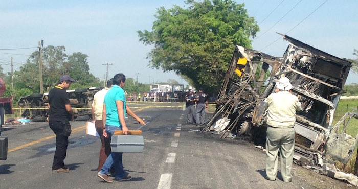 Personal de la SSP- Tabasco apoyó en el dispositivo. Foto: @SSPTabasco implementado tras el accidente. Foto: