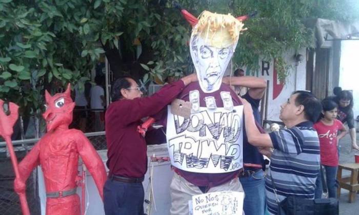 En Monterrey quemaron la figura del magnate republicano Donald Trump. Foto: Vanguardia