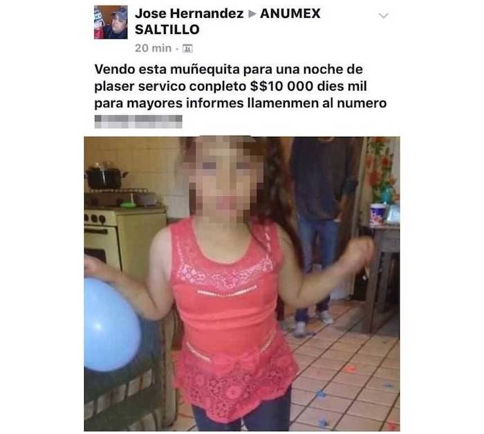 En el anuncio aparece el ofertante de nombre José Hernández y un número de contacto con la lada de Coahuila. Foto: Vanguardia