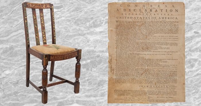 La silla de madera en la que la autora Joanne K. Rowling. Foto: Heritage Auctions