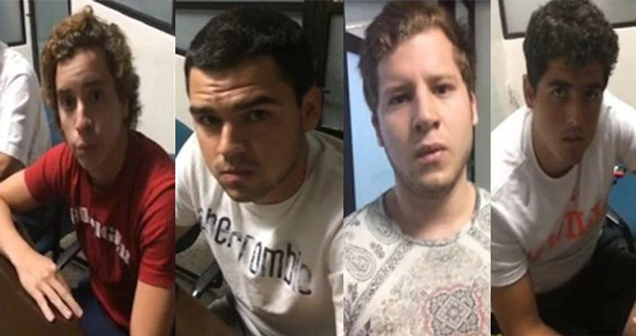 Los cuatro jóvenes acusados por la agresión en contra de la menor Daphne Fernández. Foto: Especial 