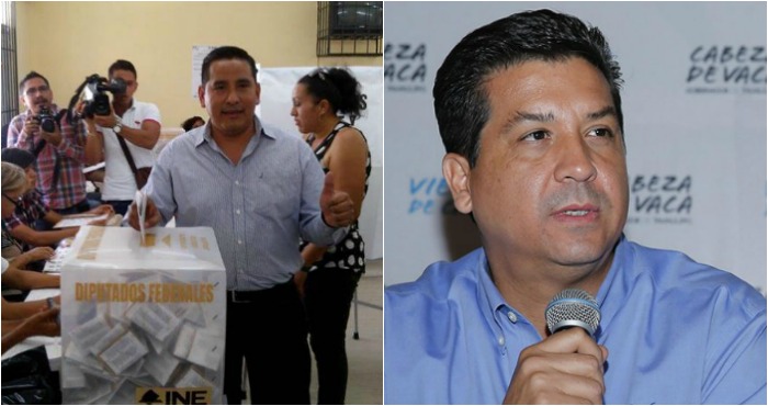 En la imagen, Alberto Sánchez Neri (izq.), presidente del CEE del PRD en Tamaulipas, y el Senador panista con licencia y candidato a Gobernador, Francisco Cabeza de Vaca (der.). Foto: Especial.