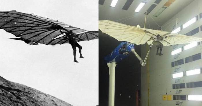 Del lado izquierdo, la máquina creada por Otto Lili, del ladp derecho, la del . Foto: Daily Mail