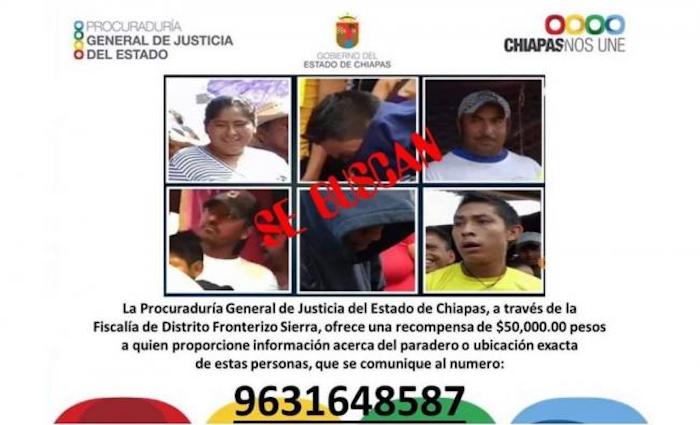 Entre el grupo de 6 personas hay una mujer, según se aprecia en el cartel que distribuyó la PGJE por medio de correo un electrónico. Foto: PGJE