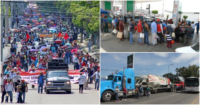 La CNTE, como parte de su paro nacional contra la Reforma Educativa, ha realizado bloqueos constantes en carreteras de Oaxaca y Chiapas. Foto: Cuartoscuro.