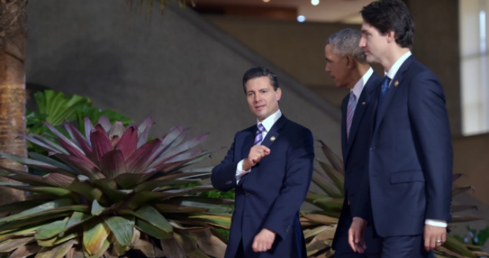 La cumbre entre Justin Trudeau, Barack Obama y Enrique Peña Nieto fue pospuesta por Canadá en 2015 por las malas relaciones del anterior Primer Ministro canadiense, el conservador Stephen Harper, con sus homólogos. Foto: Presidencia