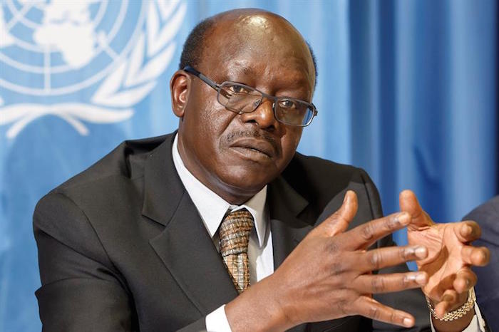 el secretario general del Organismo de Naciones Unidas para el Comercio y el Desarrollo (UNCTAD), Mukhisa Kituyi durante su intervención en el Informe sobre las Inversiones en el Mundo 2016 en la sede europea de las Naciones Unidas en Ginebra, Suiza. Foto: EFE.