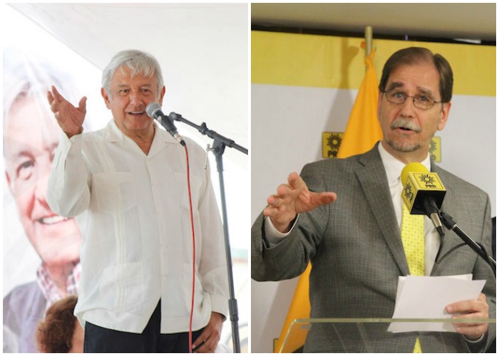 Andrés Manuel López Obrador, Presidente de Morena y Agustín Basave, Presidente del PRD. Foto: