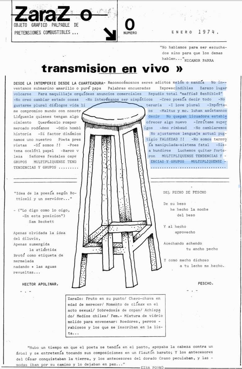 En Zarazo se encuentran ya las influencias de lo que meses más tarde sería el movimiento llamado Infrarrealismo, más conocido como Real visceralismo, gracias a la novela Los detectives salvajes del escritor chileno Roberto Bolaño. Imagen: Especial
