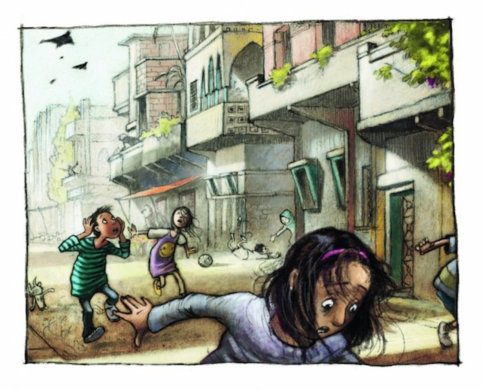 El libro incluye algunas escenas que muestran el horror que tuvieron que soportar los personajes principales, quienes ahora están asentados en Alemania. Foto: Jan Birck, GlobalVoices