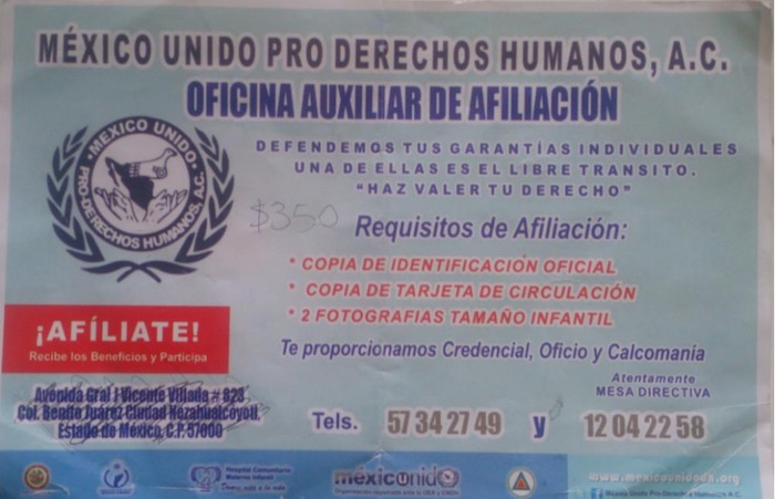 La poca información que se puede rastrear por internet nos dice que "México Unido Pro Derechos Humanos, A.C" fue fundado en 1998. Foto: VICE