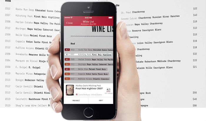 Podrás fotografiar la carta de un restaurante y la app desplegará la puntuación de cada vino. Imagen: Vivino