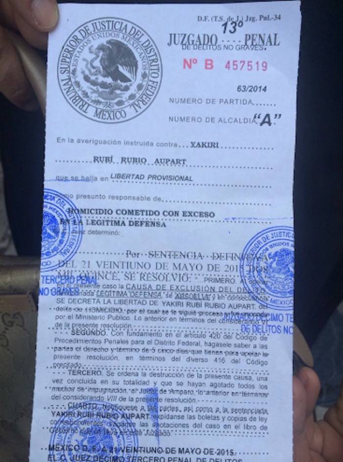 Ana Katiria Suárez, abogada de Yakiri , compartió el documento que respalda su liberación. Foto: Especial.