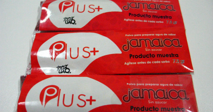 El empaque muestra del preparado con jamaica y stevia. Foto: Agencia Conacyt