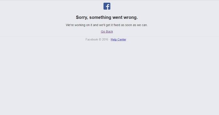 La leyenda que Facebook publicaba al intentar acceder al servicio. Foto: Captura de pantalla.