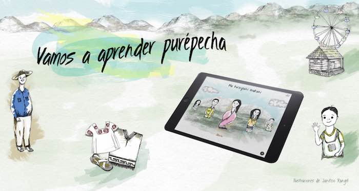 Para la empresa era importante que el hecho de estar "interactuando con una tableta o con un dispositivo móvil no te quitara la textura y riqueza de la ilustración tradicional", y por ello se decidió contar con un artista plástico y no uno digital. Imagen: Janitzio Rangel en Centro de Cooperación Española Digital.