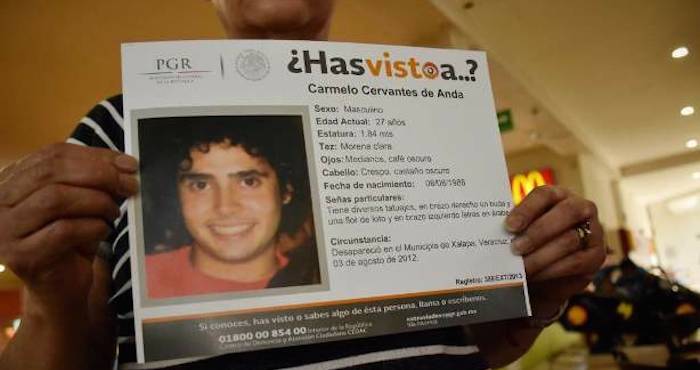 En la imagen, Carmelo Cervantes de Anda, desaparecido desde el 03 de agosto de 2012. Foto: Yerania Rolón, Blog Expediente.