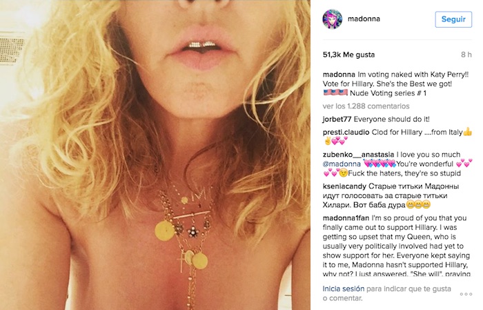 La foto con la que la reina del pop decidió apoyar a Hillary Clinton. Foto: Instagram